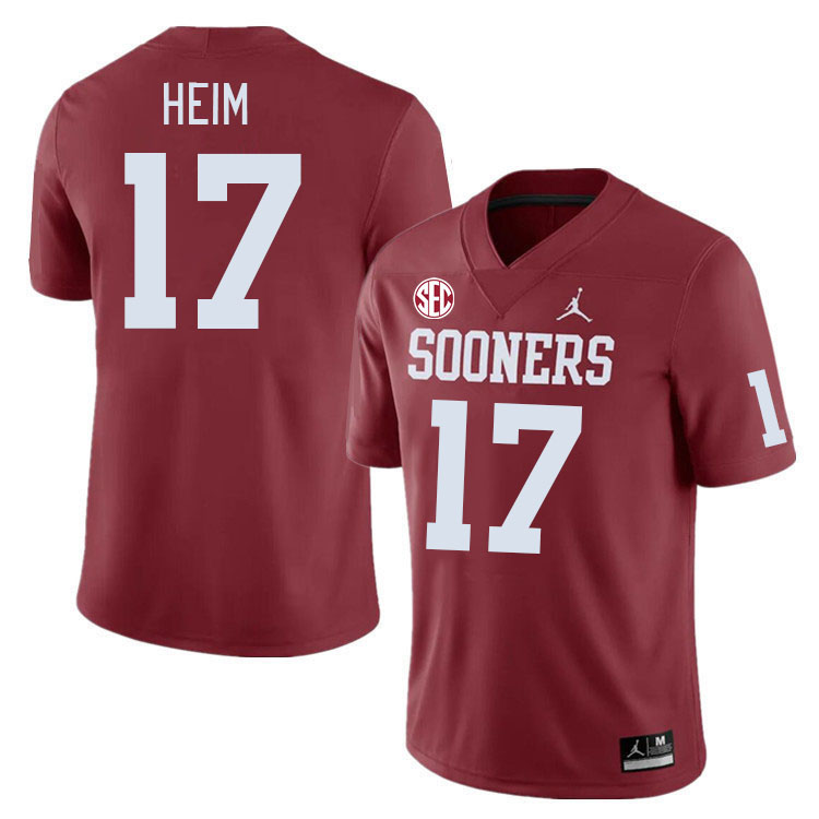 #17 Taylor Heim Oklahoma Sooners 2024 SEC Conference College Football Jerseys-Crimson